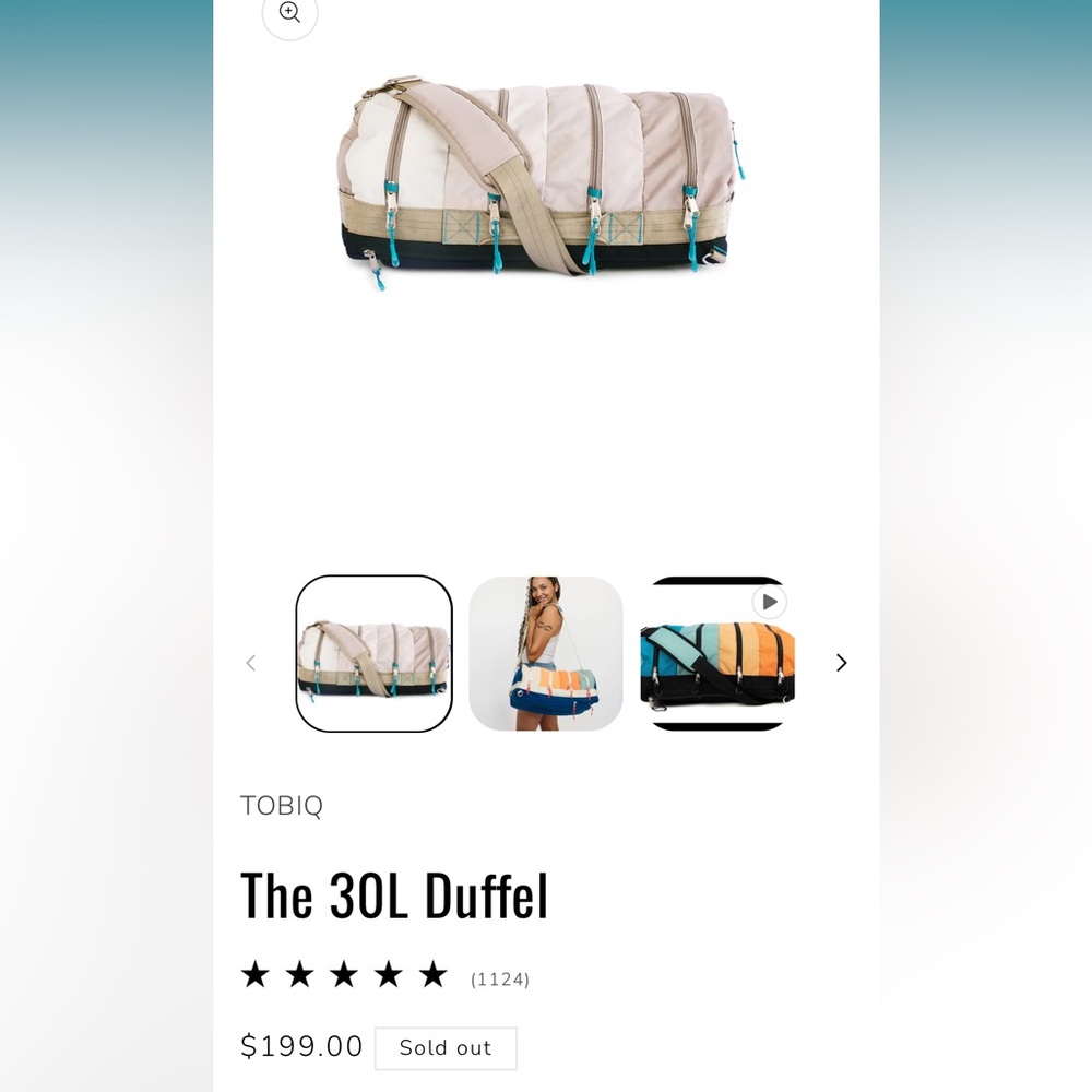 Tobiq 30L Duffel Bag in Badlands NWT